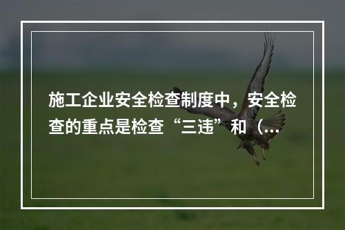 施工企业安全检查制度中，安全检查的重点是检查“三违”和（　）