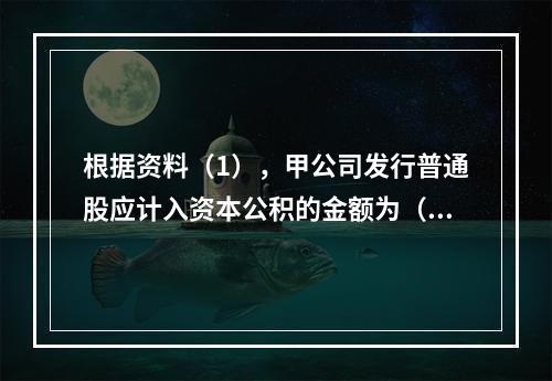 根据资料（1），甲公司发行普通股应计入资本公积的金额为（　）