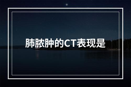 肺脓肿的CT表现是