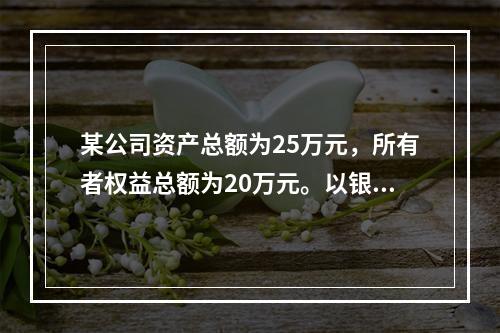 某公司资产总额为25万元，所有者权益总额为20万元。以银行存