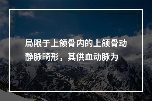 局限于上颌骨内的上颌骨动静脉畸形，其供血动脉为