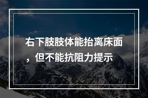 右下肢肢体能抬离床面，但不能抗阻力提示