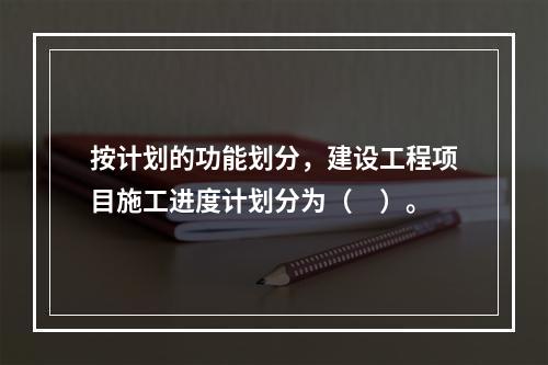 按计划的功能划分，建设工程项目施工进度计划分为（　）。