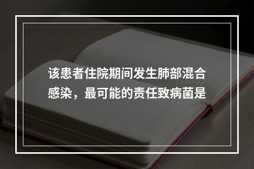 该患者住院期间发生肺部混合感染，最可能的责任致病菌是