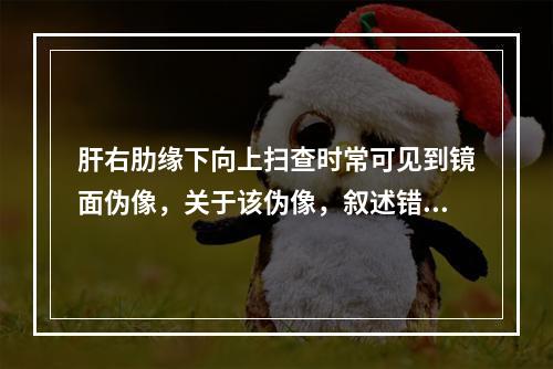 肝右肋缘下向上扫查时常可见到镜面伪像，关于该伪像，叙述错误的