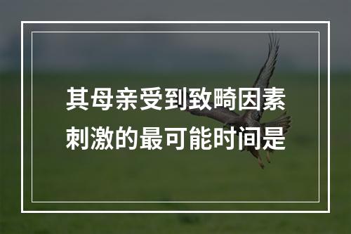 其母亲受到致畸因素刺激的最可能时间是