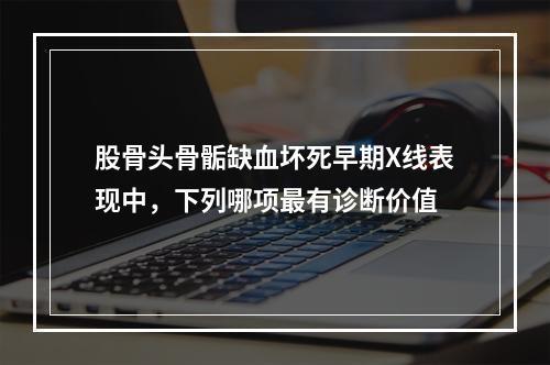 股骨头骨骺缺血坏死早期X线表现中，下列哪项最有诊断价值