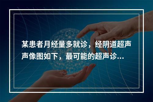 某患者月经量多就诊，经阴道超声声像图如下，最可能的超声诊断为