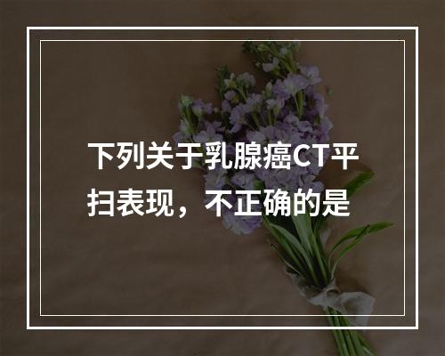 下列关于乳腺癌CT平扫表现，不正确的是