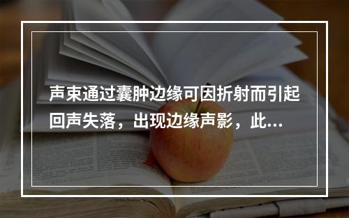 声束通过囊肿边缘可因折射而引起回声失落，出现边缘声影，此称为