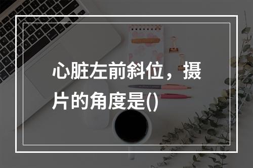 心脏左前斜位，摄片的角度是()