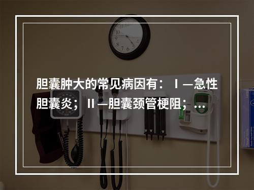 胆囊肿大的常见病因有：Ⅰ—急性胆囊炎；Ⅱ—胆囊颈管梗阻；Ⅲ—