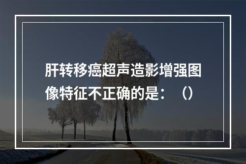 肝转移癌超声造影增强图像特征不正确的是：（）