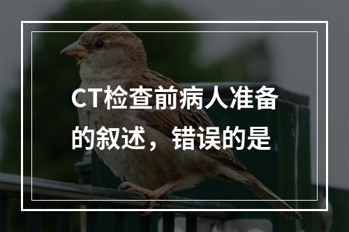 CT检查前病人准备的叙述，错误的是