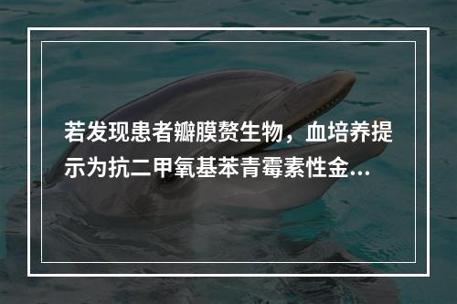 若发现患者瓣膜赘生物，血培养提示为抗二甲氧基苯青霉素性金黄色