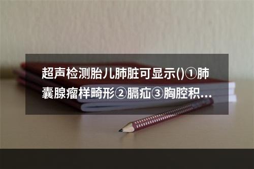 超声检测胎儿肺脏可显示()①肺囊腺瘤样畸形②膈疝③胸腔积液④