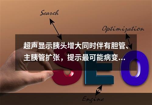 超声显示胰头增大同时伴有胆管、主胰管扩张，提示最可能病变为