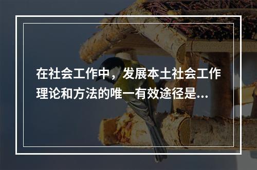 在社会工作中，发展本土社会工作理论和方法的唯一有效途径是（　