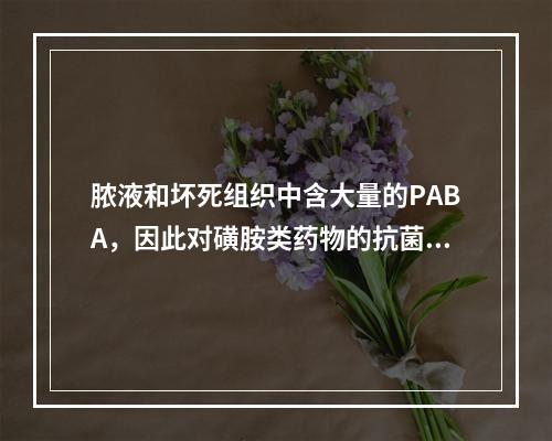 脓液和坏死组织中含大量的PABA，因此对磺胺类药物的抗菌作用