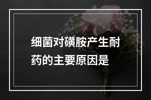 细菌对磺胺产生耐药的主要原因是