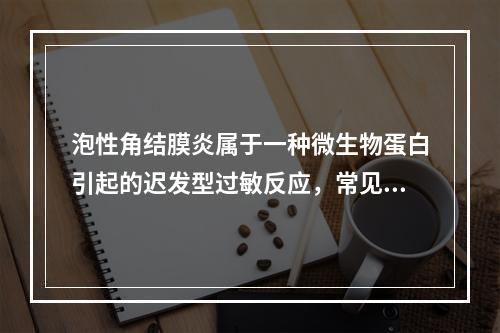 泡性角结膜炎属于一种微生物蛋白引起的迟发型过敏反应，常见的致