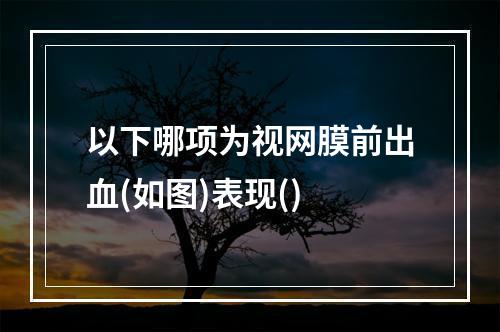 以下哪项为视网膜前出血(如图)表现()