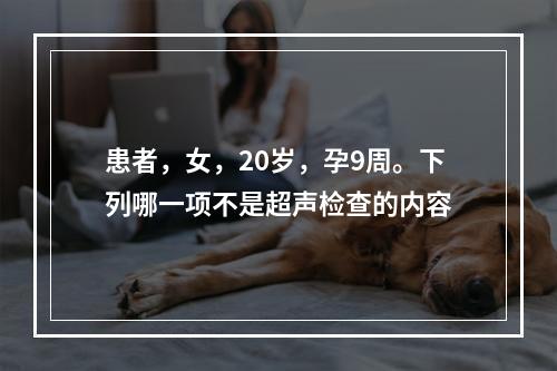 患者，女，20岁，孕9周。下列哪一项不是超声检查的内容