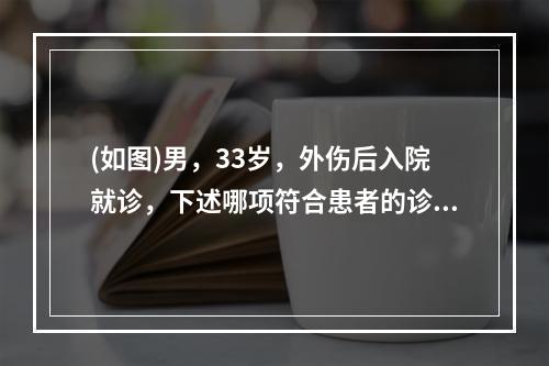 (如图)男，33岁，外伤后入院就诊，下述哪项符合患者的诊断(