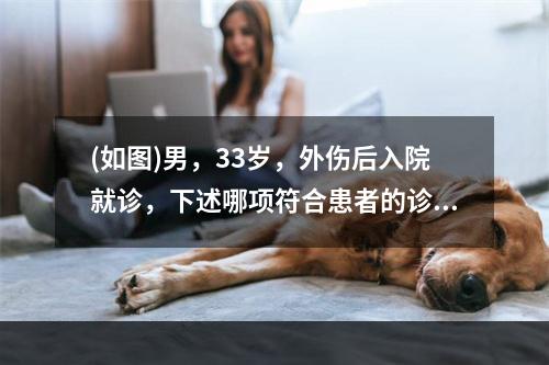 (如图)男，33岁，外伤后入院就诊，下述哪项符合患者的诊断(