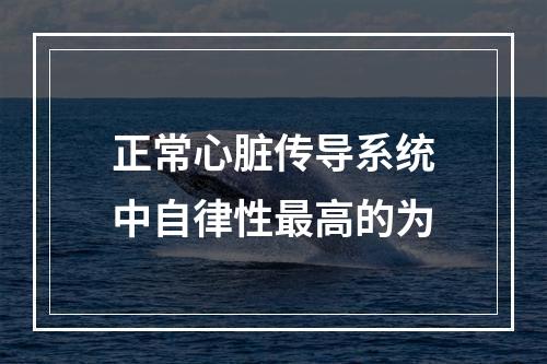 正常心脏传导系统中自律性最高的为