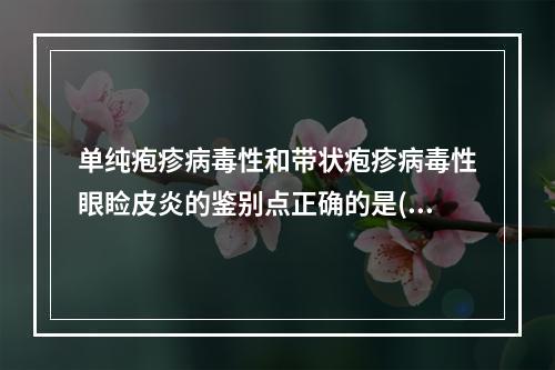 单纯疱疹病毒性和带状疱疹病毒性眼睑皮炎的鉴别点正确的是()