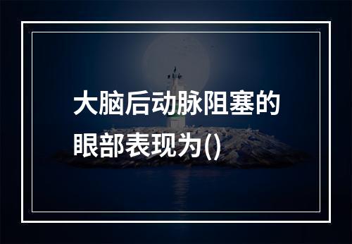 大脑后动脉阻塞的眼部表现为()