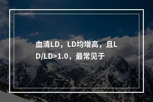 血清LD，LD均增高，且LD/LD>1.0，最常见于