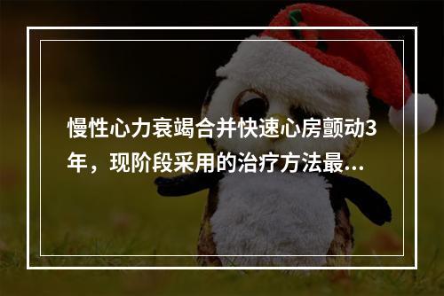 慢性心力衰竭合并快速心房颤动3年，现阶段采用的治疗方法最合适