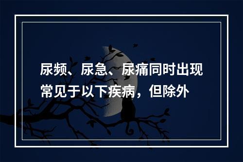 尿频、尿急、尿痛同时出现常见于以下疾病，但除外