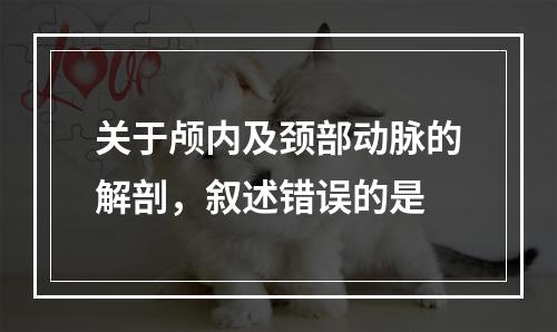 关于颅内及颈部动脉的解剖，叙述错误的是