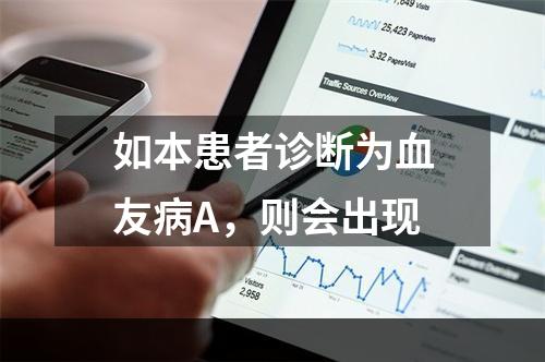 如本患者诊断为血友病A，则会出现