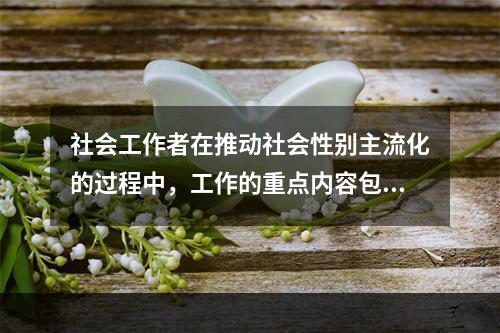 社会工作者在推动社会性别主流化的过程中，工作的重点内容包括（