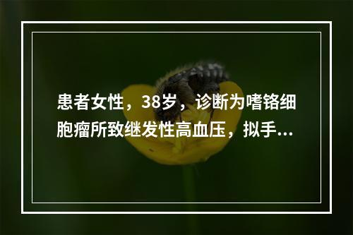 患者女性，38岁，诊断为嗜铬细胞瘤所致继发性高血压，拟手术治