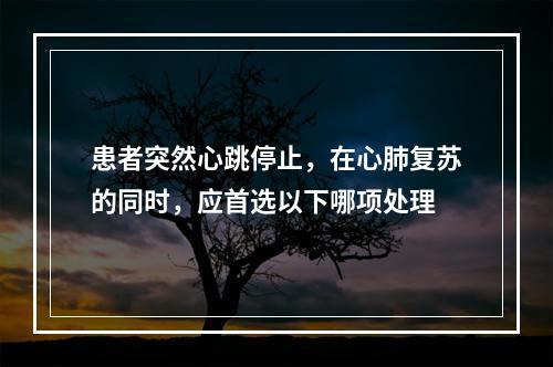 患者突然心跳停止，在心肺复苏的同时，应首选以下哪项处理