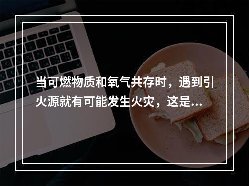 当可燃物质和氧气共存时，遇到引火源就有可能发生火灾，这是人们