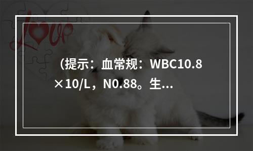 （提示：血常规：WBC10.8×10/L，N0.88。生化指