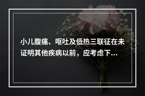 小儿腹痛、呕吐及低热三联征在未证明其他疾病以前，应考虑下列哪