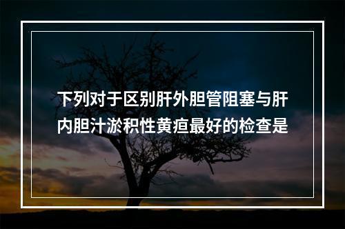 下列对于区别肝外胆管阻塞与肝内胆汁淤积性黄疸最好的检查是