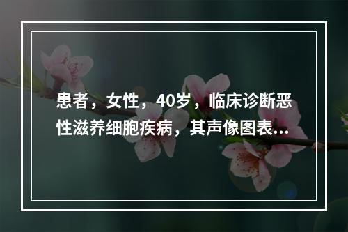 患者，女性，40岁，临床诊断恶性滋养细胞疾病，其声像图表现，