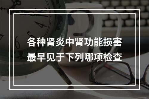 各种肾炎中肾功能损害最早见于下列哪项检查