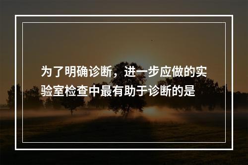 为了明确诊断，进一步应做的实验室检查中最有助于诊断的是