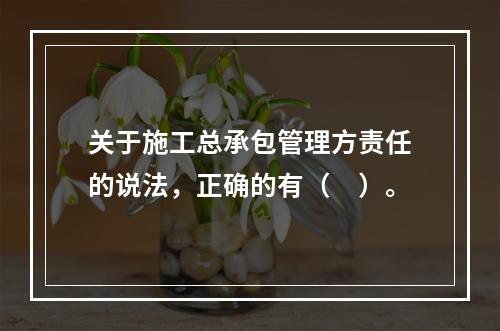 关于施工总承包管理方责任的说法，正确的有（　）。