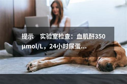 提示　实验室检查：血肌酐350μmol/L，24小时尿蛋白定