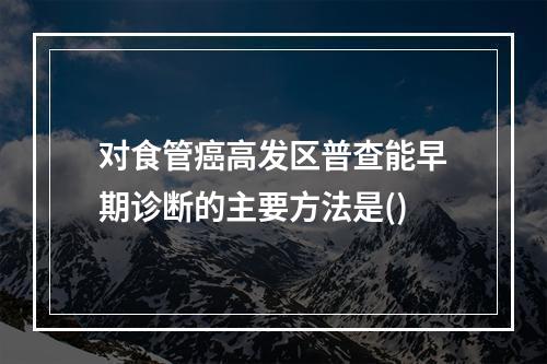 对食管癌高发区普查能早期诊断的主要方法是()